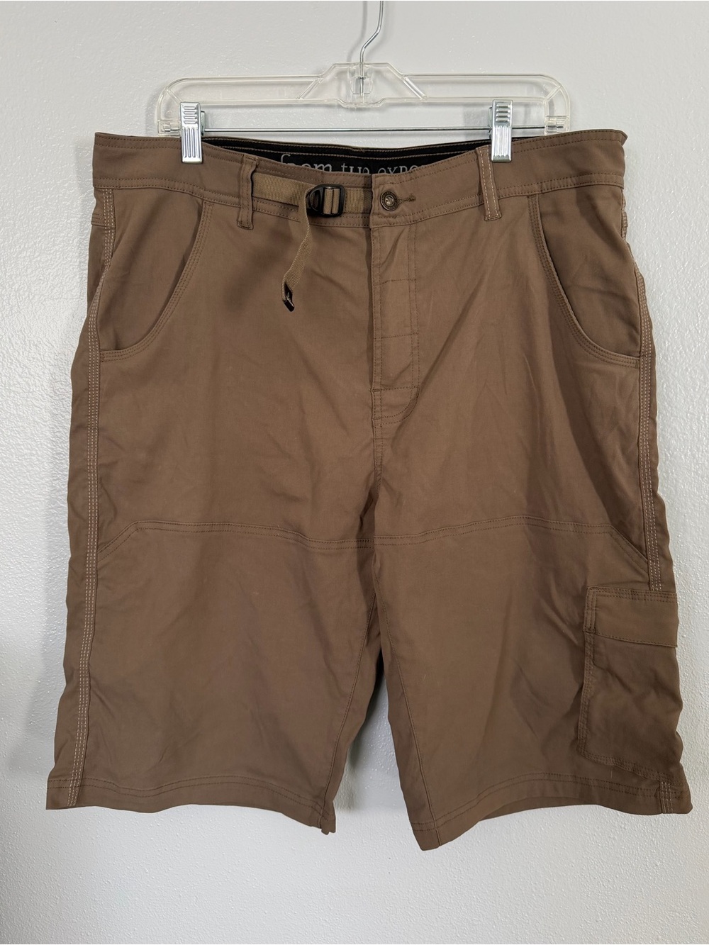 prAna Men's Stretch Zion cargo hiking shorts in a brown colorway size XL